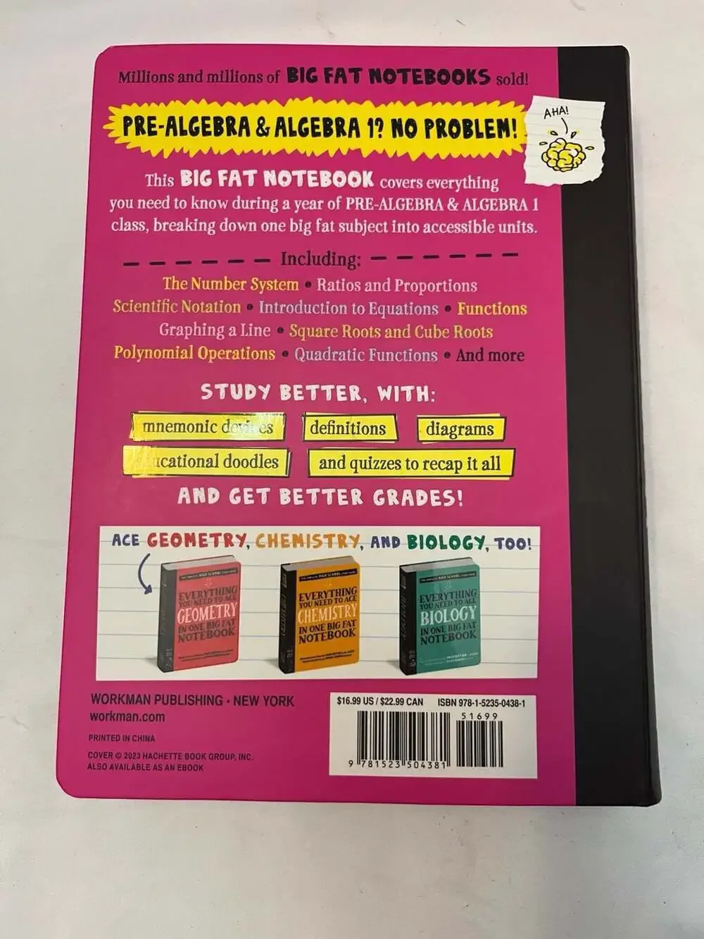Everything You Need to Ace Pre-Algebra and Algebra 1 in One Big Fat Notebook